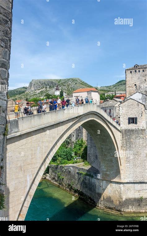 Stari Most Mosta Bridge Over River Neretva Old Town Mostar Bosnia