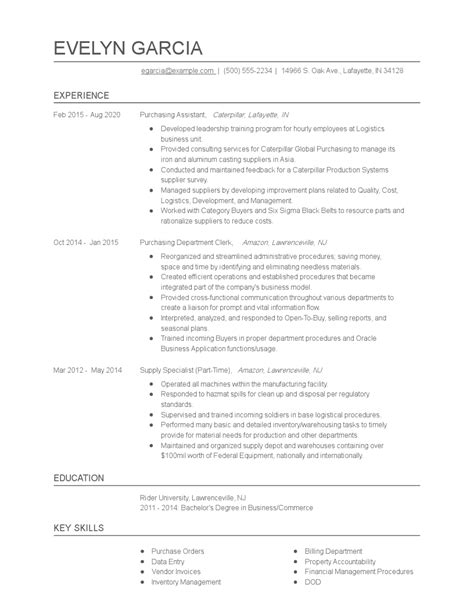 Purchasing Assistant Resume Examples And Tips Zippia
