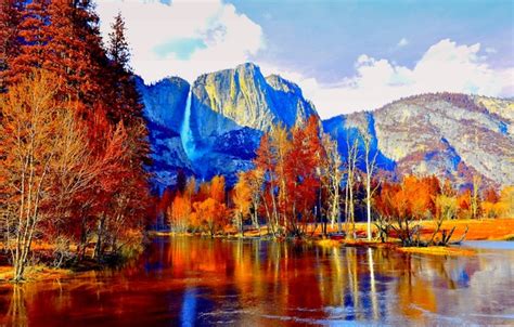 Wallpaper Autumn Forest Trees Mountains River Ca Usa Yosemite