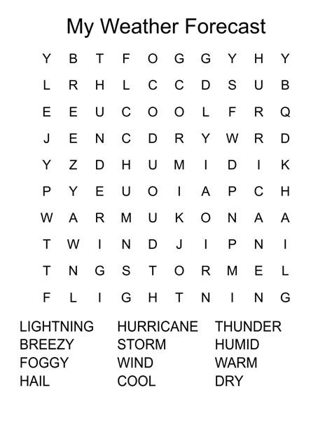 My Weather Forecast Word Search Wordmint