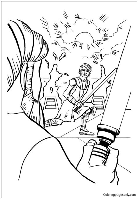 Https://wstravely.com/coloring Page/anikin Obi Wan Fighting Coloring Pages