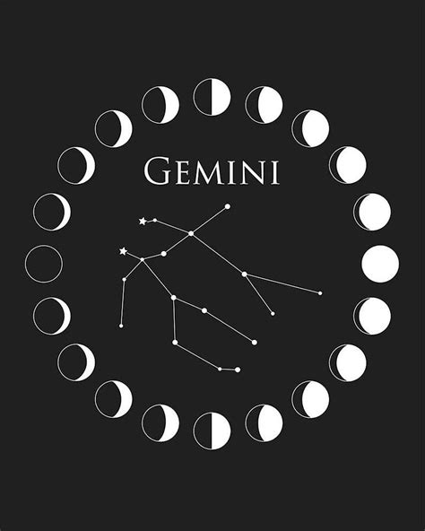 Gemini Astrology Printable Art Moon Phase Constellation Art Instant