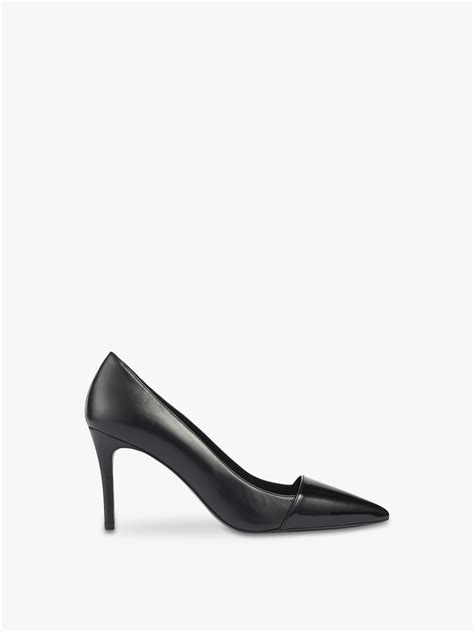 Lk Bennett Emberlynn Black Leather And Patent Pointed Toe Courts