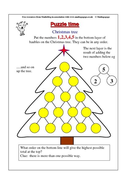 Christmas Tree Math Puzzle Worksheet For 4th 5th Grade Lesson Planet