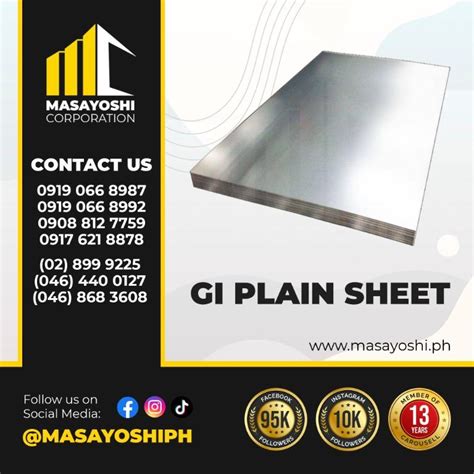 Gi Plain Sheet 4x8 Standard Galvanized Iron Metals Sheets Plain