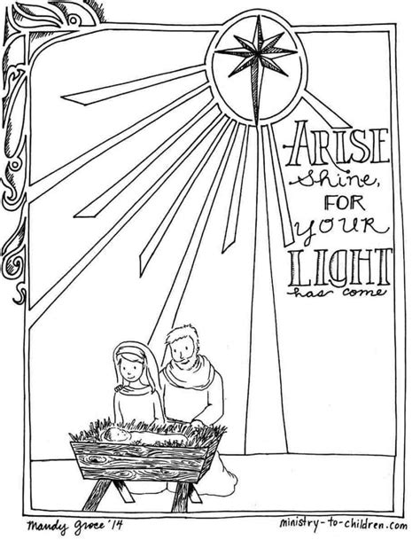 Black and white illustration of christmas nativity scene with holy family. Printable Christmas Nativity Coloring Pages — Ministry-To ...