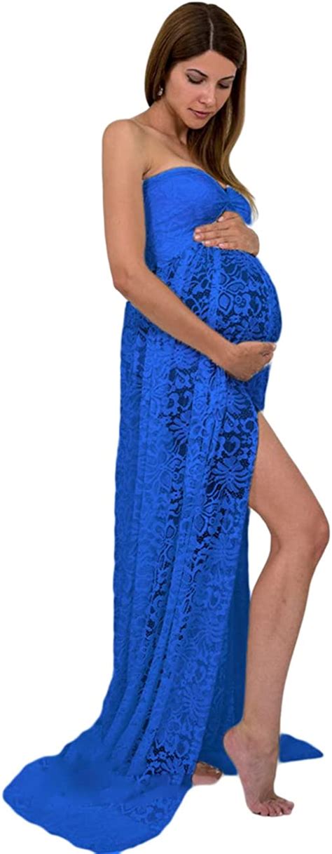 Justvh Maternity Off Shoulder Chiffon Gown For Photography Split Front