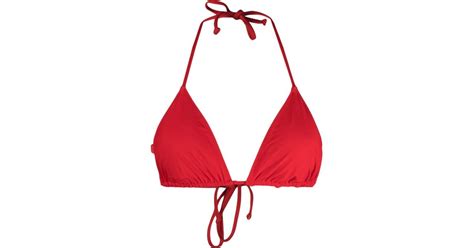 Ganni Halterneck Bikini Top In Red Lyst Uk