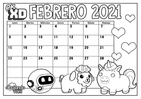 Febrero 2021 Pk Xd Para Imprimir Calendario Dibujando Con Vani