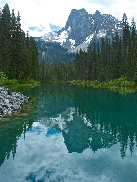 Reflection Of Peaks And Glaciers In Emerald Lake In Yoho National Park