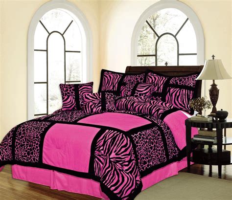 Pink Safari Animal Leopard Print Comforter Set