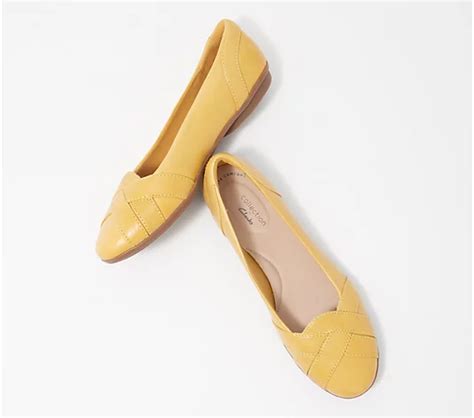 Clarks Collection Leather Woven Ballet Flats Gracelin Mia