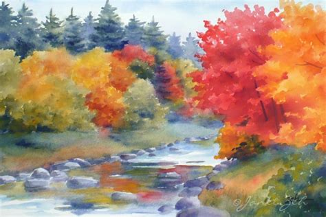 Zeh Original Art Blog Watercolor And Oil Paintings Autumn Glory Original Watercolor Landscape