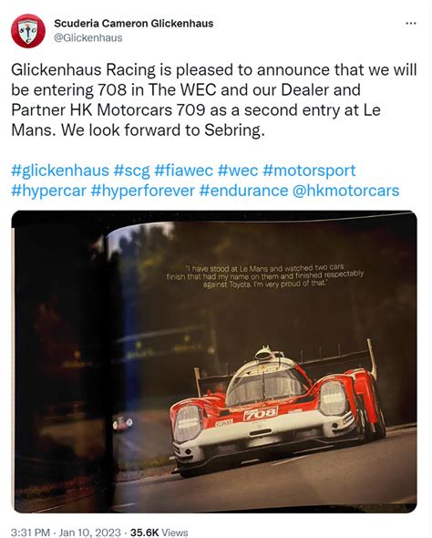 Glickenhaus Lmh Confirmed For Third Wec Season Le Mans