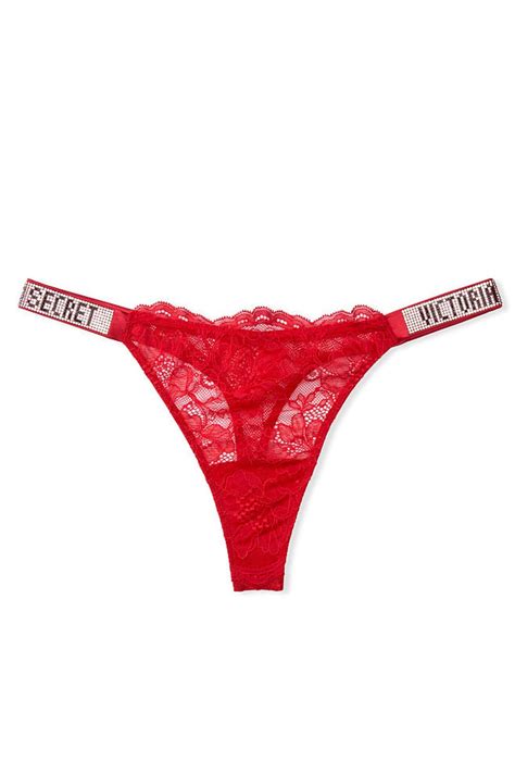 Buy Victorias Secret Lipstick Red Lace Shine Strap Thong Panty From