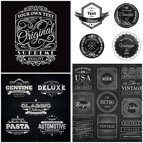 Blackboard Retro Badges Vector Free Download Retro Typography