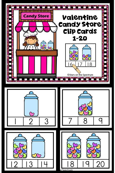 Valentines Day Math Counting Clip Cards For Preschool And K Use For A