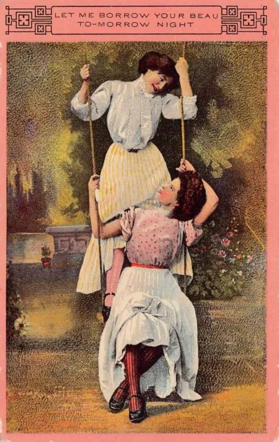 two girls one beau swing swingers threesome saucy pinup ladies vtg
