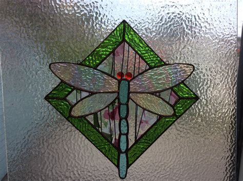 Stained Glass Dragonfly Window Hanging Mobile Handmade Etsy