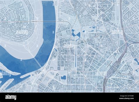 Map Of Dusseldorf Satellite View Hand Drawn Streets And Palaces