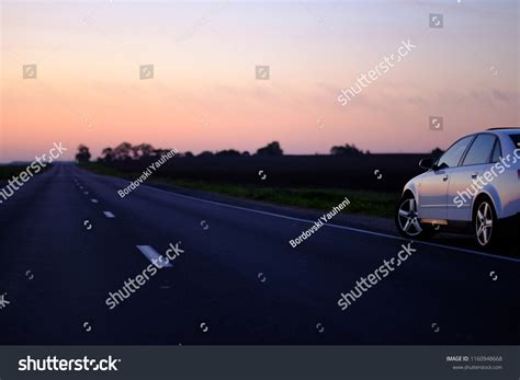 Empty Road Dawn Car On Side Stock Photo 1160948668 Shutterstock