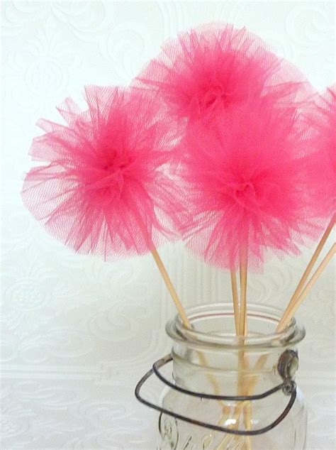 Tulle Pom Party Wands Bright Pink