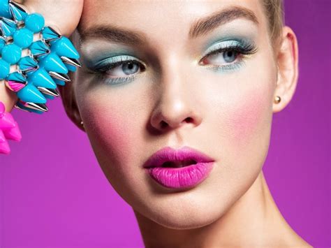 Free Photo Fashion Model With Bright Makeup And Creative Hairstyle
