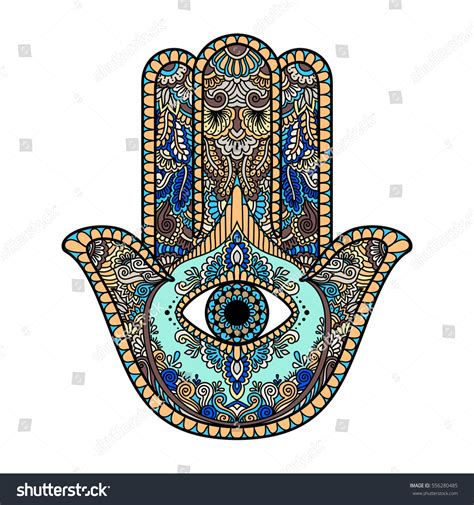 Multicolored Illustration Hamsa Hand Symbol Hand Stock Vector Royalty