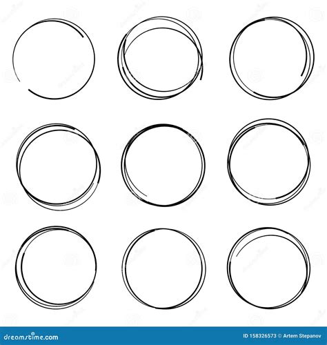 Hand Drawn Circle Or Scribble Circles Collection Stock Vector