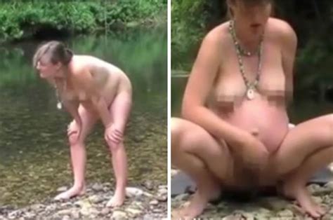 Graphic Video Of Pregnant Naked Woman Squatting In A Wood Giving Birth