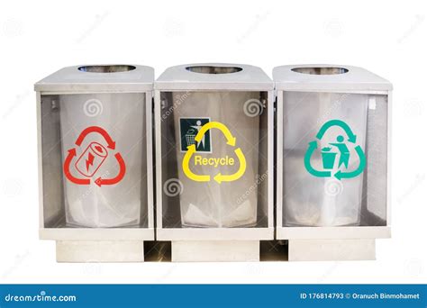 Different Colored Recycle Waste Bins Waste Types Segregation Recycling