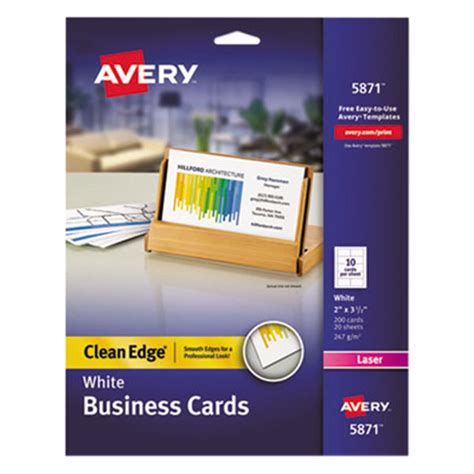 Save avery business cards to get email alerts and updates on your ebay feed.+ 100plain white 300gsm business cards,thank you cards,glossy or silk/card blanks. Avery 5871 2" x 3 1/2" Uncoated White Clean Edge Business ...