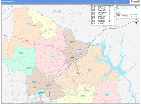 Rowan County Nc Wall Map Color Cast Style By Marketmaps Mapsales