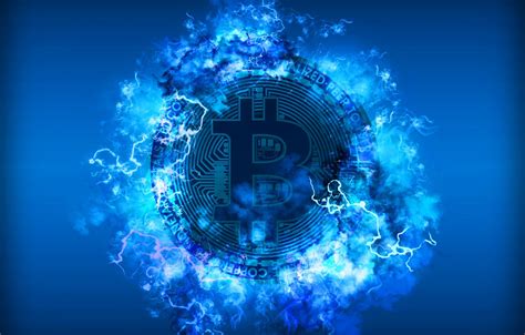 Wallpaper Blue Lightning Blue Fon Coin Bitcoin Bitcoin Btc