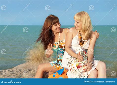 girls at the beach stock image image of beach smile 18623415