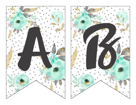 Free Printable Alphabet Banner Mintand Gold Six Clever Sisters