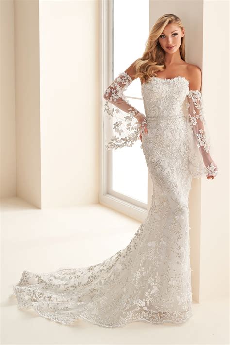 Enchanting By Mon Cheri E2509 Removable Sleeve Embroidered Bridal Gown