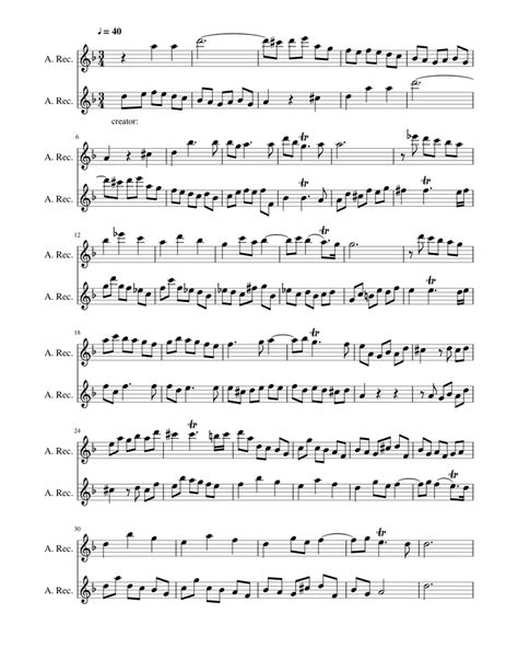 Telemann Sonata Two Flutes Op2 No1 Largo Sheet Music For Recorder Woodwind Duet