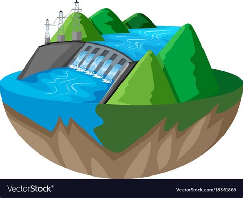 3d Design For Dam In Mountain Royalty Free Vector Image