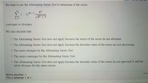 Solved We Want To Use The Alternating Series Test To