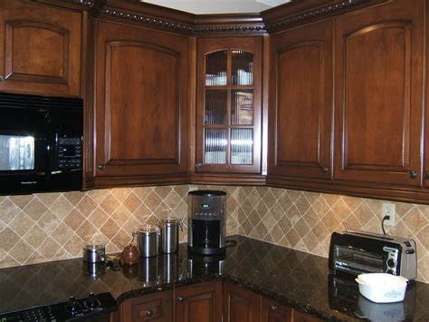 Kitchen ideas with cherry cabinetsthanks for watching this video. Simple square travertine tiles laid in a diamond pattern ...