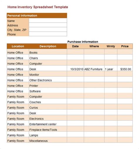 Inventory Spreadsheet Template 50 Free Word Excel Documents