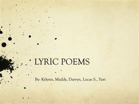 Ppt Lyric Poems Powerpoint Presentation Free Download Id2227283
