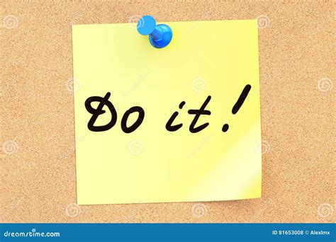 Do It Text On A Sticky Note Pinned To A Corkboard 3d Rendering Stock