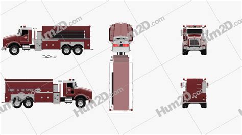 Kenworth T800 Fire Truck 3 Axle 2005 Blueprint In Png Download