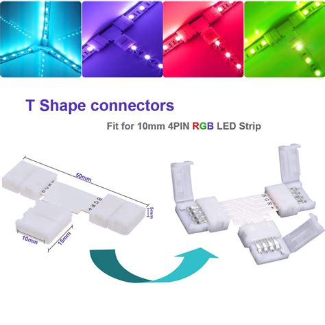 Fsjee 4 Pin Led Strip Connector Kit For 5050 10mm Led Light Stripinclude 8 Types Of Solderless