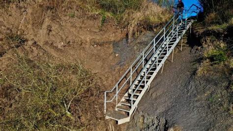Port Mulgrave Landslip Near Whitby Leaves Dangling Staircase Bbc News