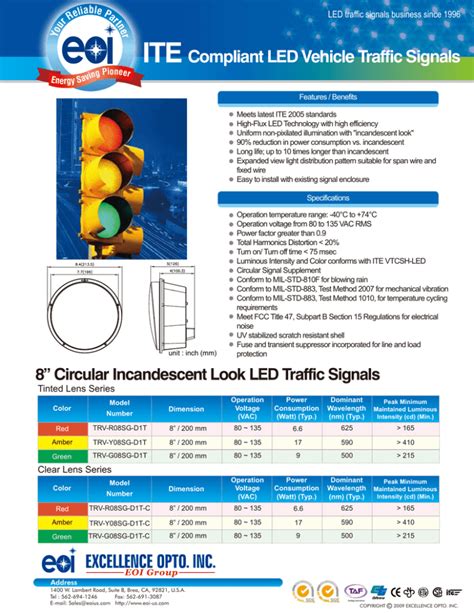 Ite Compliant Led Vehicle Traffic Signals