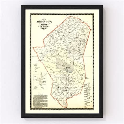 Vintage Map Of Jefferson County Georgia 1879 By Teds Vintage Art