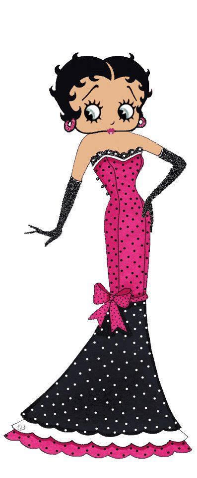 Betty In A Long Black And Pink Polka Dot Strapless Dress Going Dotty